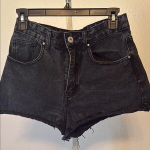 Cotton On Black Jean Shorts Distressed Cut-Off Style